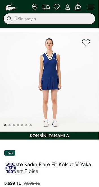 Lacoste v yaka tenis elbisesi - Görsel 7