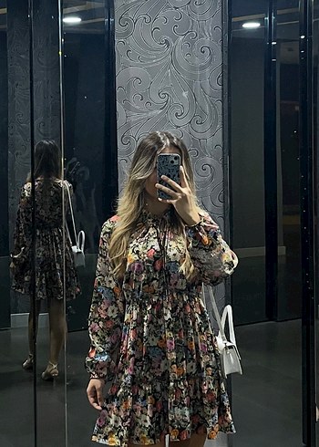 Uzun Kollu Bohem Mini Elbise - Görsel 2