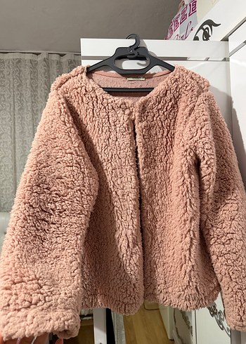 Pembe Peluş Kadın Günlük Ceket - Görsel 5