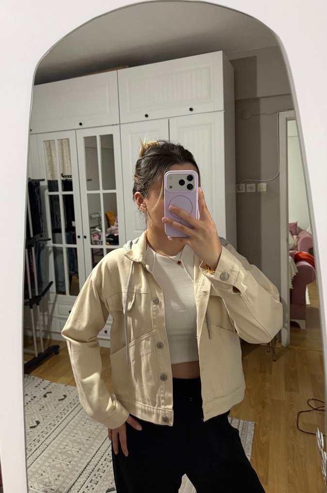 Bej Kadın Midi Ceket - Görsel 2