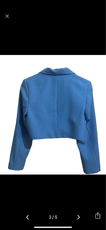 Quzu Mavi Crop blazer ceket