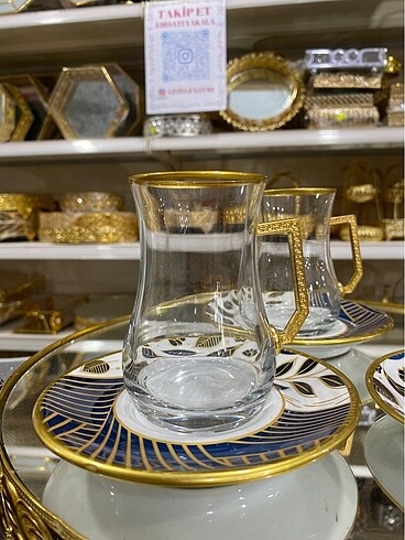 Beden gold detaylı lüks çay bardağı takımı