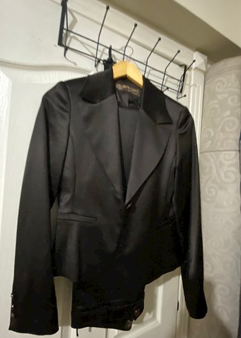 Kahverengi saten Kadın Düğmeli Blazer Ceket - Görsel 2