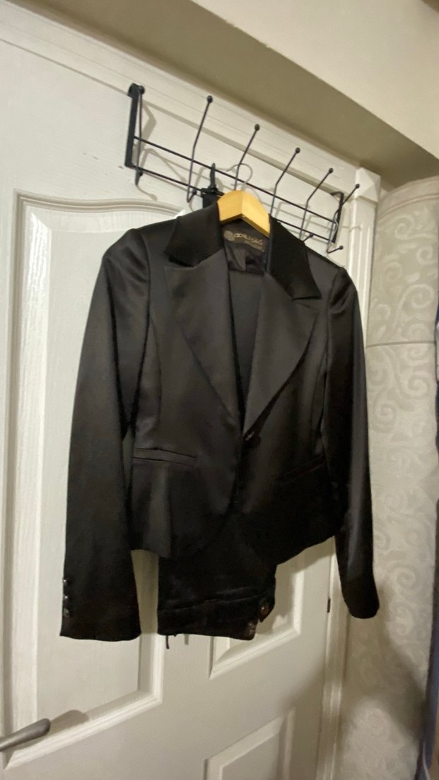 Kahverengi saten Kadın Düğmeli Blazer Ceket - Görsel 4