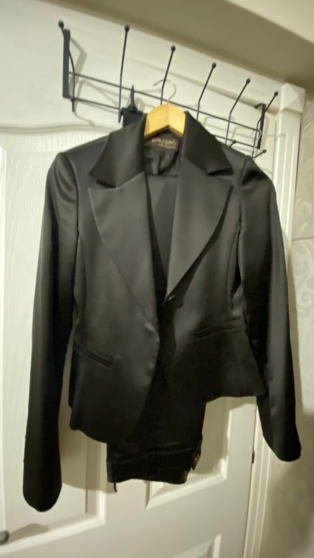 Kahverengi saten Kadın Düğmeli Blazer Ceket - Görsel 5