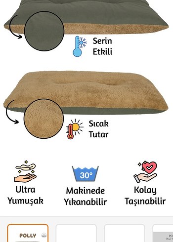 Bej Yumuşak Poli Kedi yatağı - Görsel 2