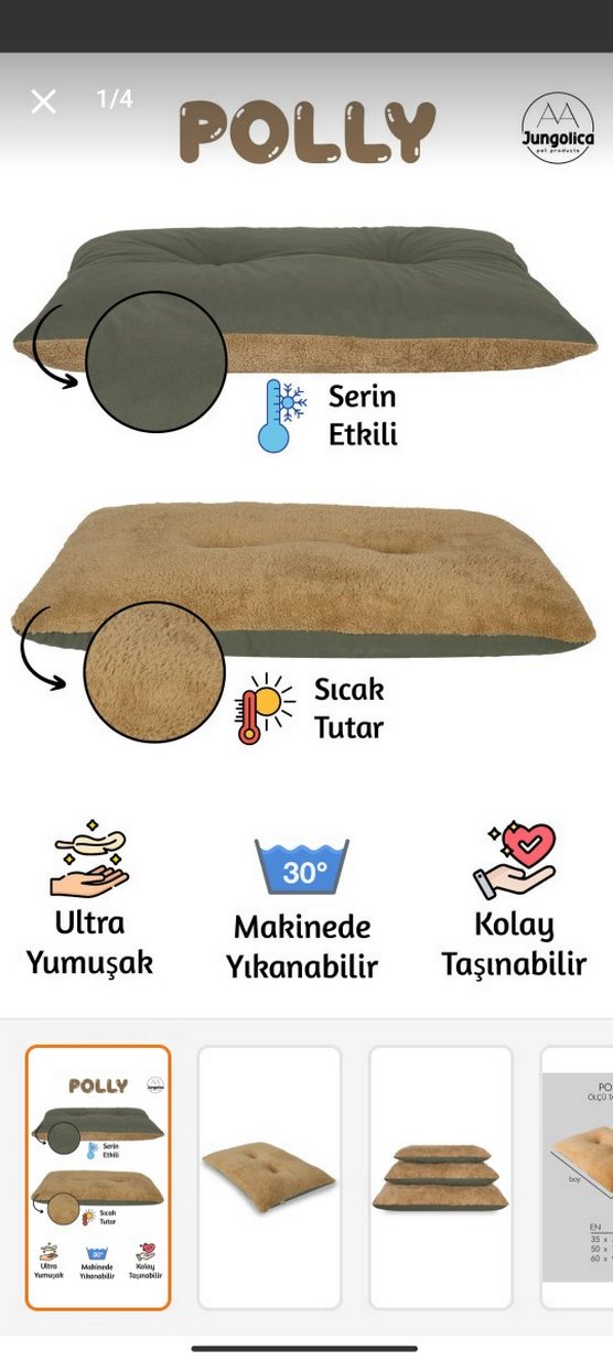 Bej Yumuşak Poli Kedi yatağı - Görsel 2