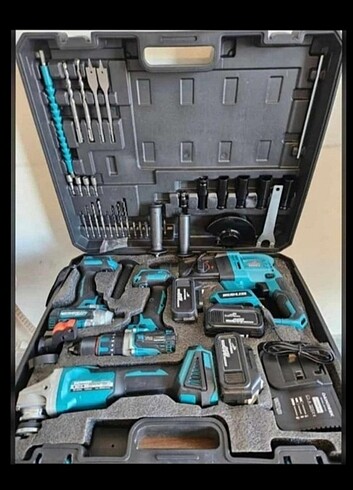 4 lü şarzlı set hilti matkap taşlama somun sökme kömürsüz motor 