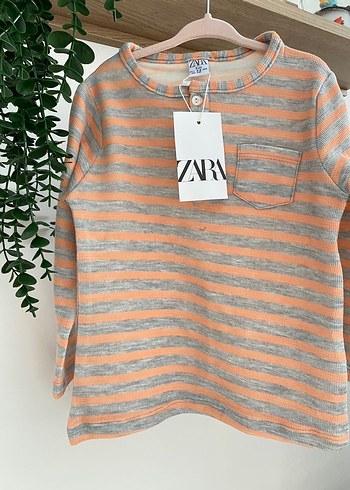 Düğmeli Çizgili Gri Erkek Çocuk Sweatshirt - Görsel 3