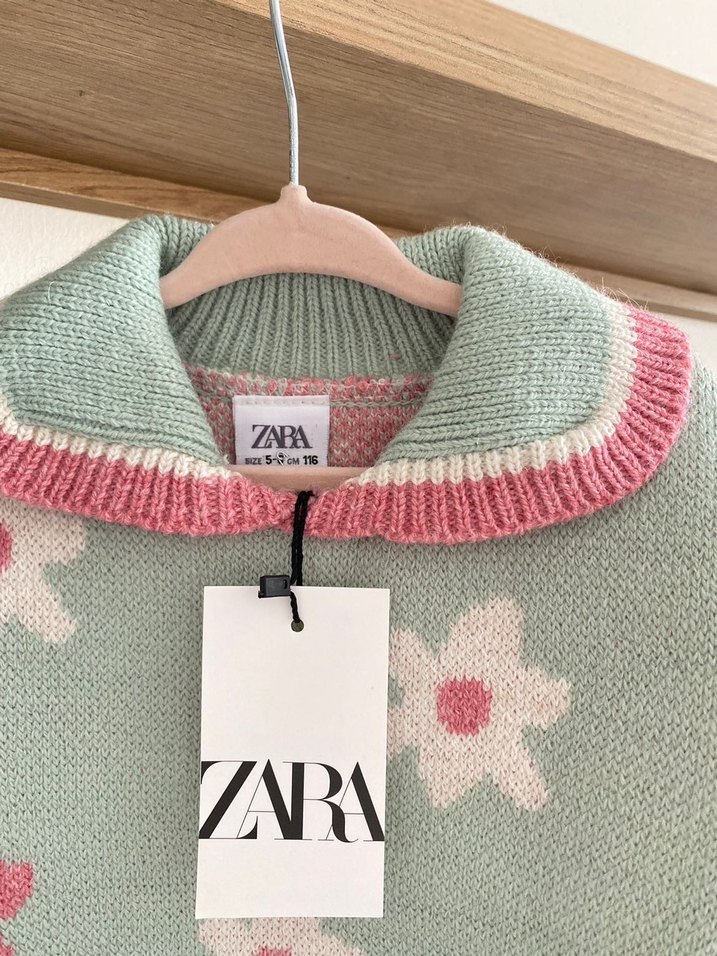 Çiçek Desenli  Triko Kazak - Görsel 4