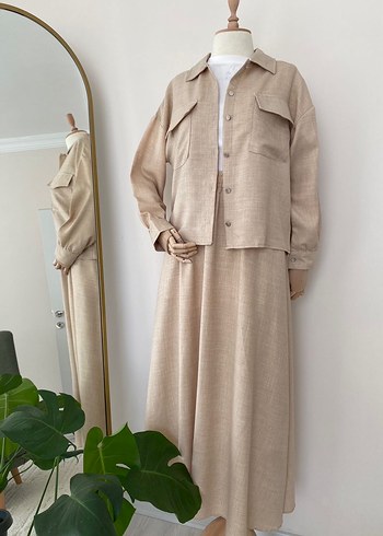 Bej Uzun Keten Takım - Görsel 2