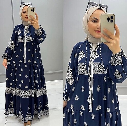 xl Beden DESENLİ İNCE VİSKON ELBİSE