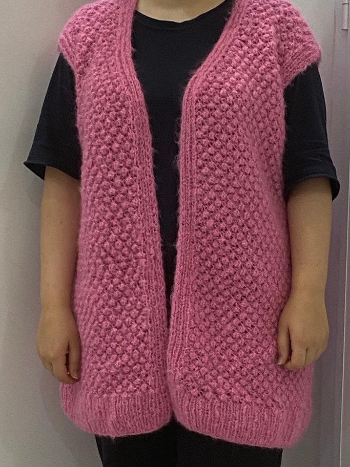 Pembe Örgü Kısa Hamile Hırkası - Görsel 3