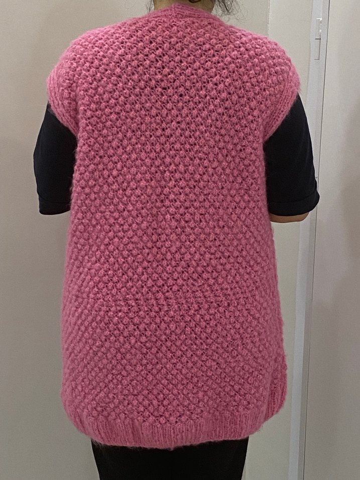 Pembe Örgü Kısa Hamile Hırkası - Görsel 2