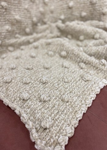 Nakışlı Örgü Bebek Battaniyesi açık kahve - Görsel 3