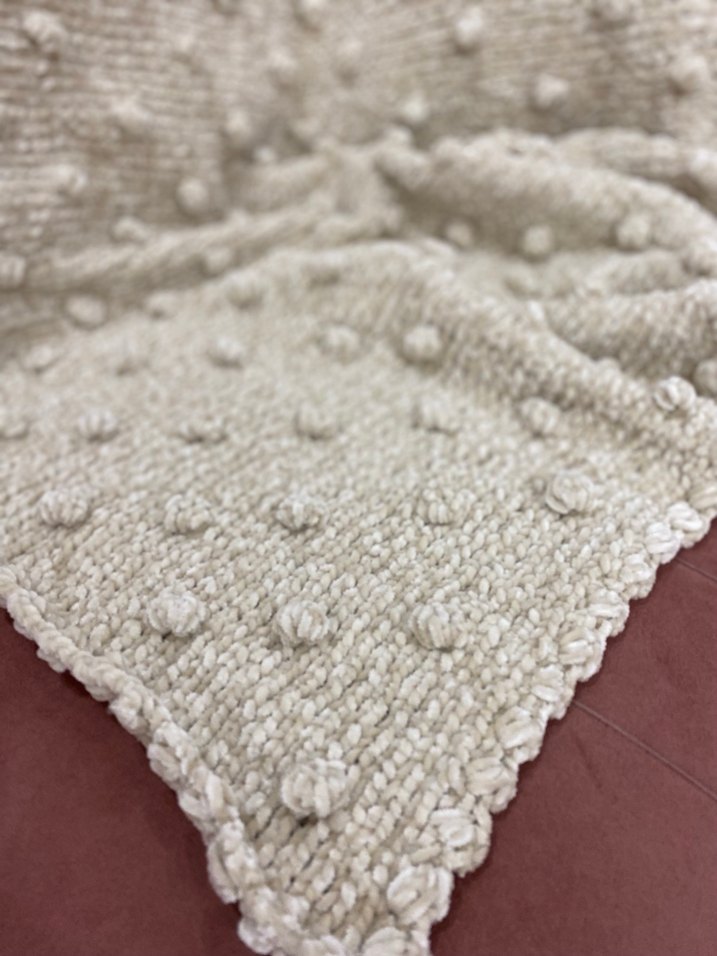 Nakışlı Örgü Bebek Battaniyesi açık kahve - Görsel 3