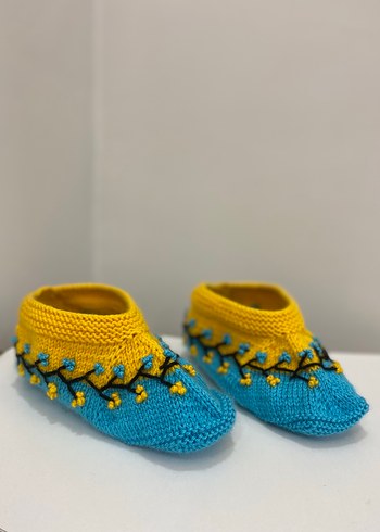 Nakışlı Örgü Kadın Ev Terliği - Görsel 2