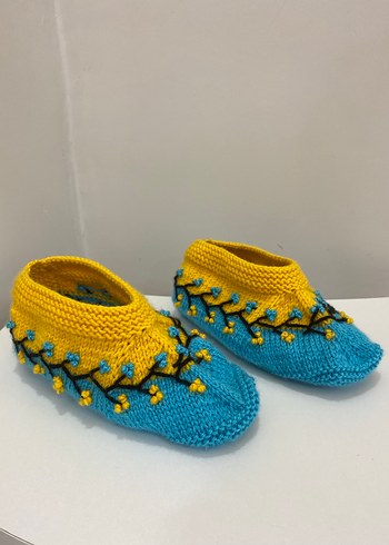 Nakışlı Örgü Kadın Ev Terliği - Görsel 3