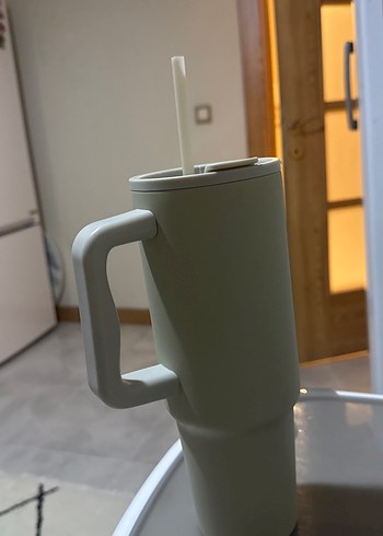 English Home Beyaz Kulplu Gri Matara Bardak