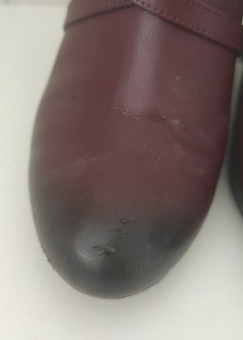 Bordo Deri Kadın Dolgu Topuklu Tokalı Bot - Görsel 4