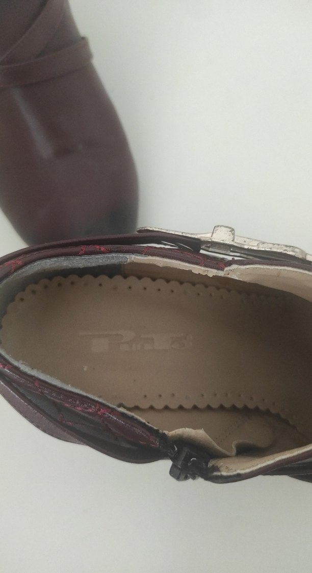 Bordo Deri Kadın Dolgu Topuklu Tokalı Bot - Görsel 5