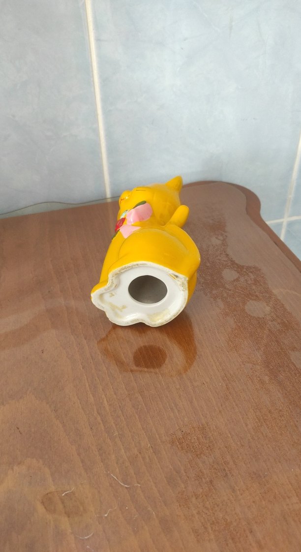 Sarı Kedi Figürin Çiçekli Kurdeleli - Görsel 3