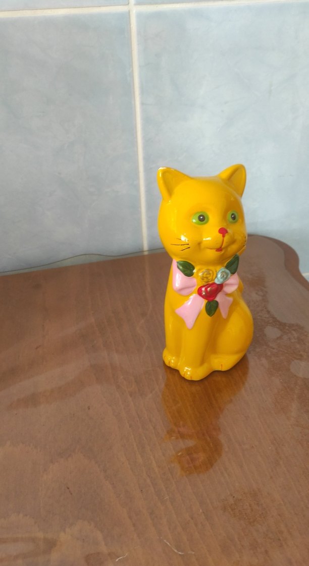 Sarı Kedi Figürin Çiçekli Kurdeleli - Görsel 4