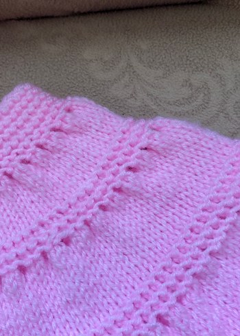 Kız Çocuk Pembe Örgü Kolsuz Hırka - Görsel 4