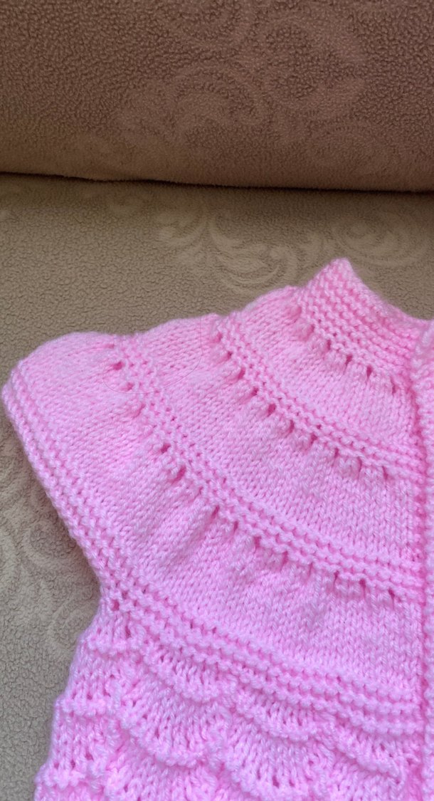 Kız Çocuk Pembe Örgü Kolsuz Hırka - Görsel 2