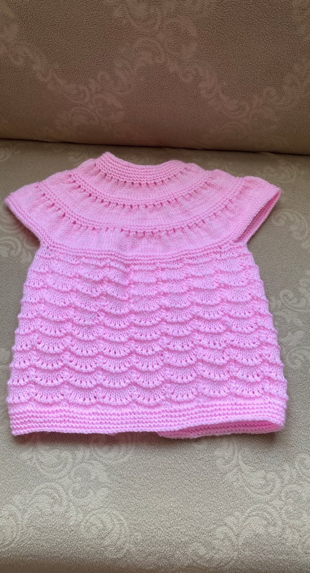 Kız Çocuk Pembe Örgü Kolsuz Hırka - Görsel 5