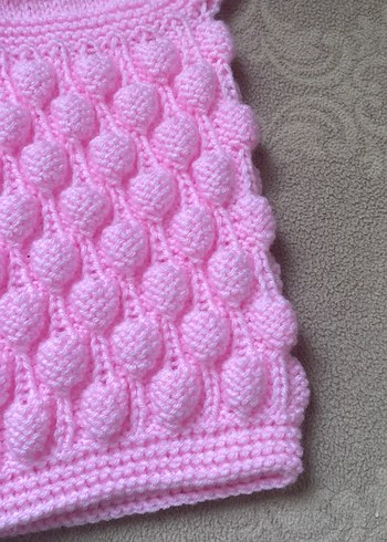 Pembe Örgü Kız Çocuk Kolsuz yelek - Görsel 6