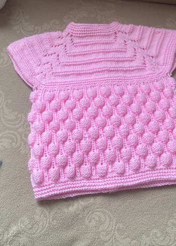 Pembe Örgü Kız Çocuk Kolsuz yelek - Görsel 3