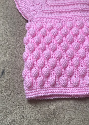 Pembe Örgü Kız Çocuk Kolsuz yelek - Görsel 7