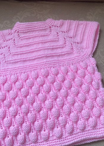 Pembe Örgü Kız Çocuk Kolsuz yelek - Görsel 4