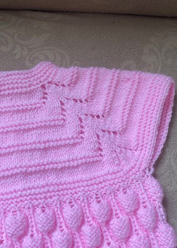 Pembe Örgü Kız Çocuk Kolsuz yelek - Görsel 5