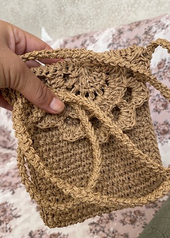 Zara Bej Dantel Detaylı Örgü Kadın Çapraz Çanta