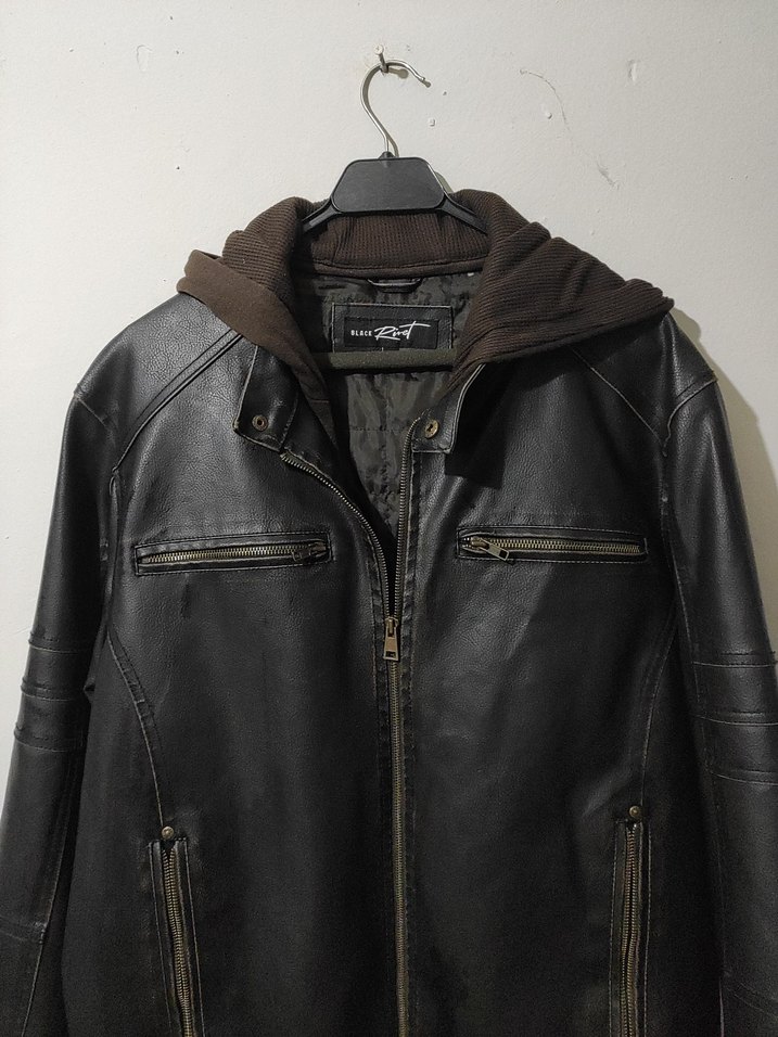 Deri Biker Ceket, Kemerli, Normal Boy - Görsel 2