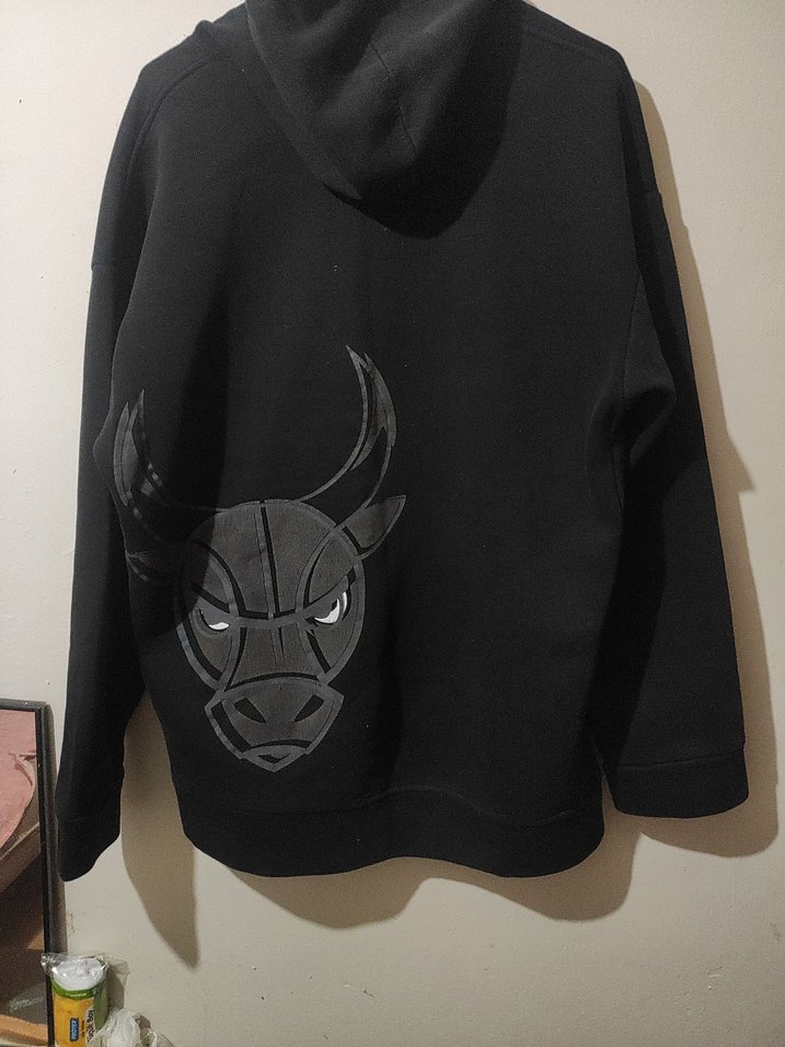 Siyah Chicago Bulls Baskılı Kapüşonlu Sweatshirt - Görsel 3