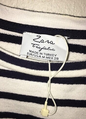 m Beden Zara taşlı cizgili sweat