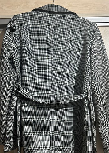 40 Beden Kadın Gri Yeşil Ekose Düğmeli Blazer Ceket