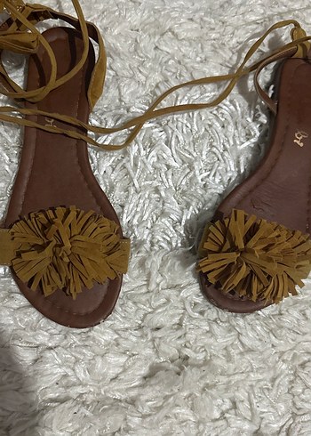 Bambi Hardal Süet Bağlamalı Sandalet