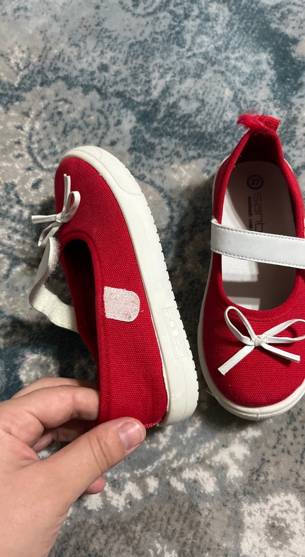 Kız Çocuk Kırmızı Cırtlı Babet Ayakkabı - Görsel 2