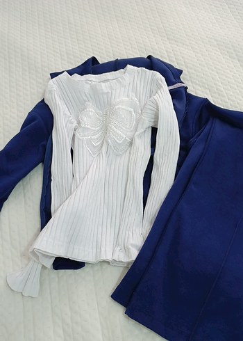 kız çocuk Lacivert Fermuarlı Eşofman Takımı üç parca - Görsel 8