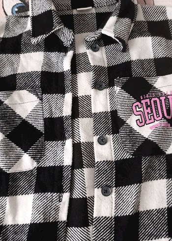 kız çocuk oduncu gömleği Gri Kareli Düğmeli Uzun Kollu Gömlek - Görsel 2