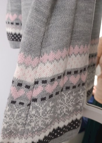 Kız Çocuk Gri Nakışlı triko elbıse - Görsel 4