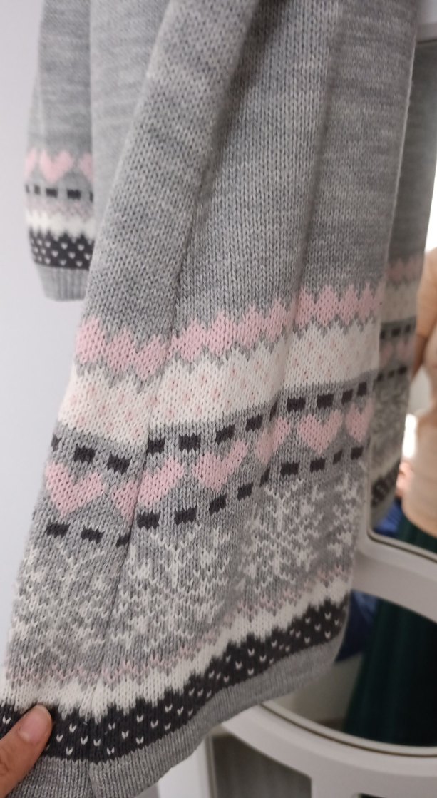 Kız Çocuk Gri Nakışlı triko elbıse - Görsel 4