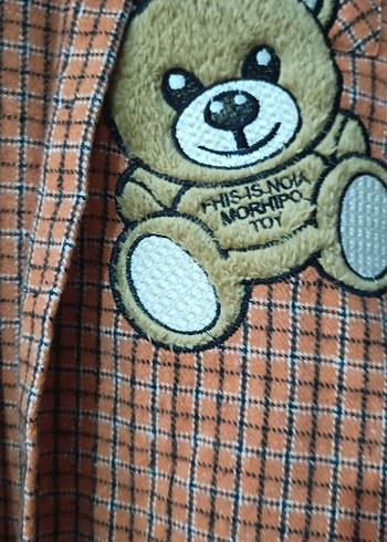 Düğmeli, Nakışlı Kahverengi kız çocuk - Görsel 3