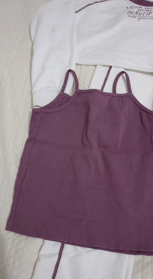 Beyaz Oversize Kız Sweatshirt ve Eşofman Takımı - Görsel 3