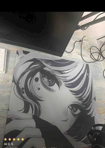 Gri Anime Tasarımlı Cam Mouse Pad - Görsel 4