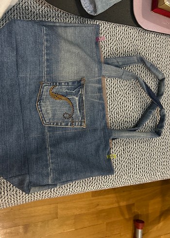 ÜNİVERSİTE İÇİN GENİŞ ENakış Detaylı Kot Kumaş Kadın ÇANTA - Görsel 3